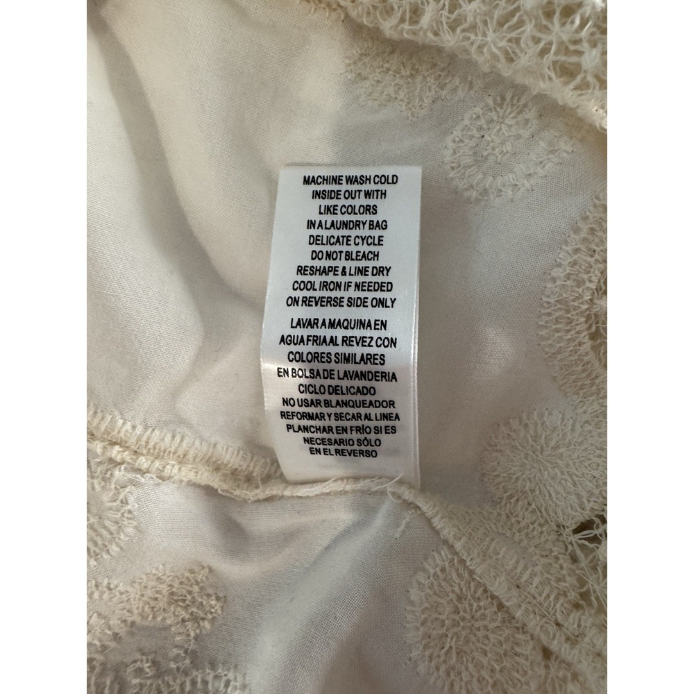 Democracy Embroidered Rayon Boho Peasant Top Crochet Lace Bell Sleeve L - Picture 10 of 10
